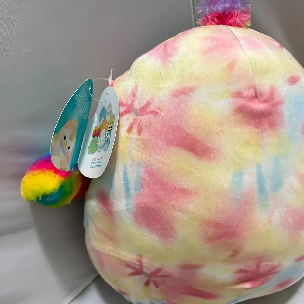 NWT Squishmallows Carmella Toucan Tie-Dye Rainbow Stuffed Animal Bird 1329